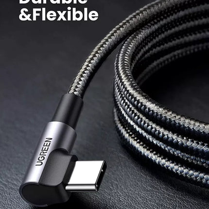Ugreen 90° Angled Right Angle USB C to USB C Cable PD 60W 3A Fast Charging