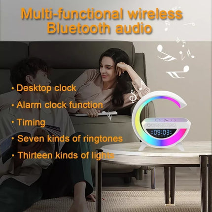 BDI Bedside Table Atmosphere Lamp w/ 15W Quick Wireless Charger & Speaker