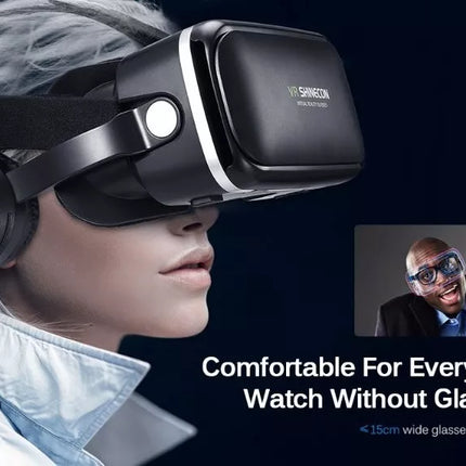 VR SHINCON 6.0 High-Quality 3D VR Glasses Headsets w/ Controller - iOS & Android