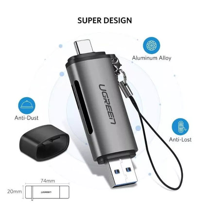 Ugreen 2-in-1 USB-C + USB 3.0 TF/SD Card Reader OTG Memory Card Adapter