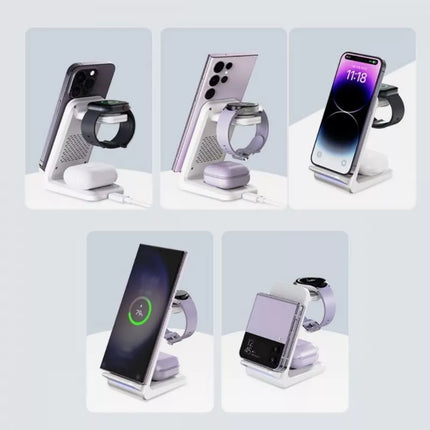 CHOETECH T608 15W 3-in-1 Wireless Charger Stand for Apple iWatch & Samsung Watch