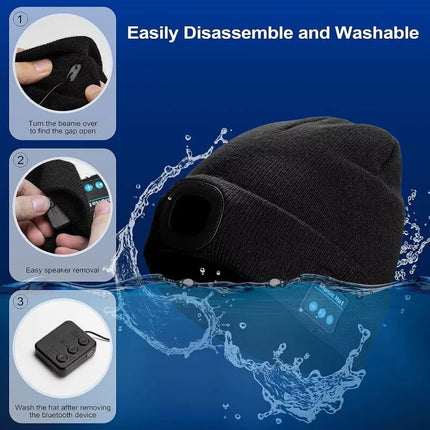 ZONSUSE 2-in-1 Winter Unisex Bluetooth Music Beanie Knitted Hat 6 LED Headlight