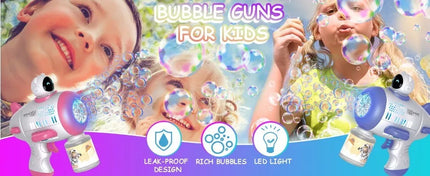 Mercita Space Bubble Guns Machine with LED & Rechargeable Battery for Kids