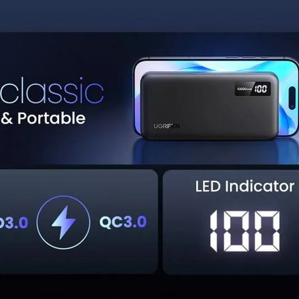 UGREEN 10000mAh PD 20W Two-Way Fast Charging Power Bank USB-C & USB-A