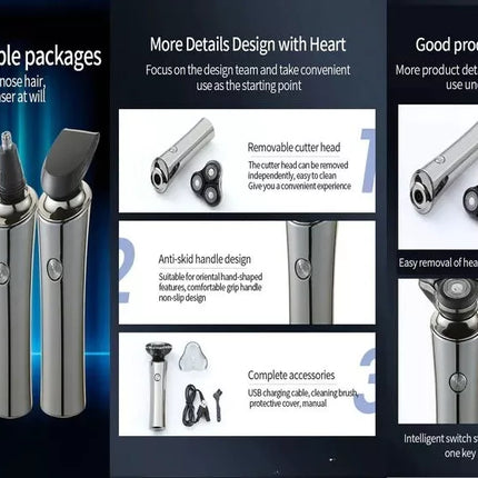 BDI Waterproof Electric Razor for Men Rechargeable Rotary Shaver Wet/Dry LED