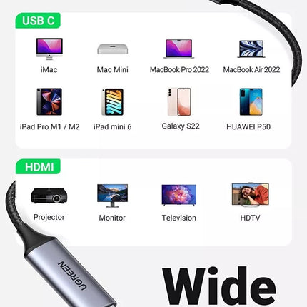 UGREEN USB-C Male to 4K HDMI Male Cable 1.5m - Support MacBook Thunderbolt