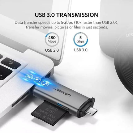 Ugreen 2-in-1 USB-C + USB 3.0 TF/SD Card Reader OTG Memory Card Adapter