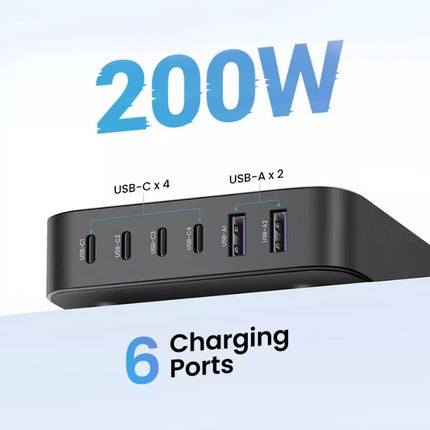 Ugreen Nexode 200W 6 Ports GaN PD Fast Charger for MacBook Pro, iPad, iPhone