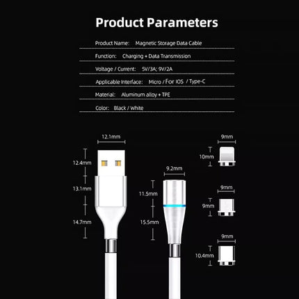 BDI 3-IN-1 PD Fast Charge Cable with Magnetic for USB-C, Micro USB, MFi iOS