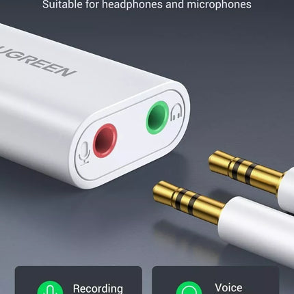 Ugreen USB 2.0 to External 3.5mm AUX Sound Card Adapter for Audio Microphone