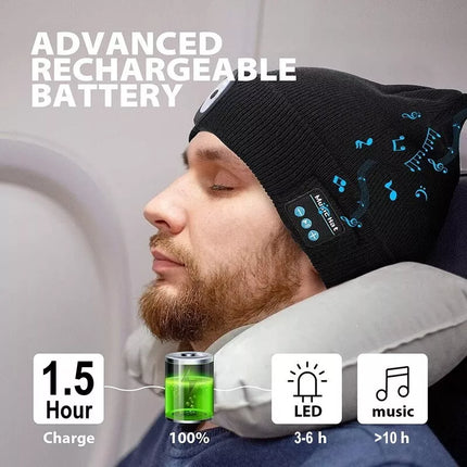 ZONSUSE 2-in-1 Winter Unisex Bluetooth Music Beanie Knitted Hat 6 LED Headlight