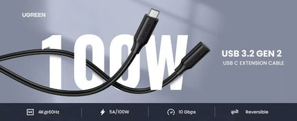UGREEN USB Type C Extension Cable - USB C Male to USB C Female, 100W PD, 4K