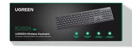 UGREEN 104-Key 2.4GHz Ergonomic Wireless Keyboard - Windows, Mac, Linux, Android