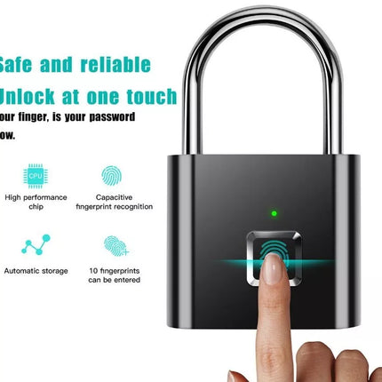 BDI Rechargeable Smart Fingerprint Padlock w/ USB Charging -Suitcase, Gym Locker