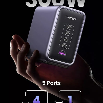 UGREEN 300W Nexode 5 Port GaN III USB Type-C PD 3.1 Fast Charger Laptop Charging