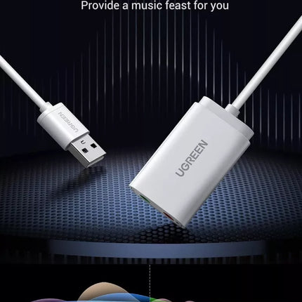 Ugreen USB 2.0 to External 3.5mm AUX Sound Card Adapter for Audio Microphone