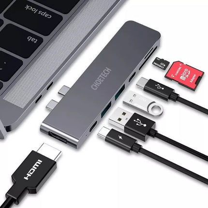 Choetech 7-in-1 USB-C Hub Adapter for MacBook Pro, Air w/ Thunderbolt 3 HDMI