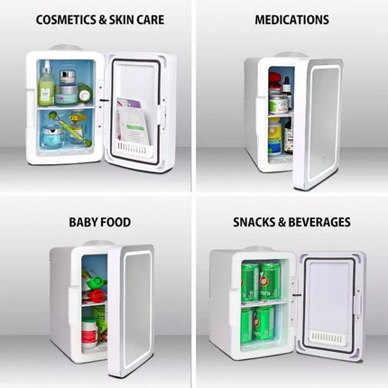 BDI B602 AC/DC Portable Beauty Cosmetics Cooler Skincare Fridge - Mirror & LED