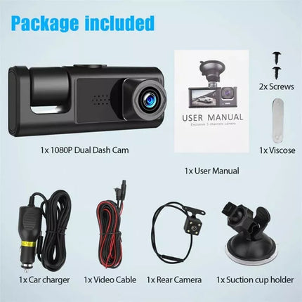 BDI 3 Channel Dash Cam DVR 1080P Front + Inside + Rear for Cars, Uber Driver