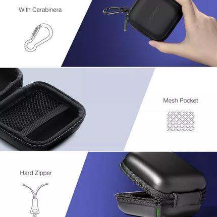 UGREEN Earbuds Earphone Carrying Case Holder Storage Bag with Carabiner