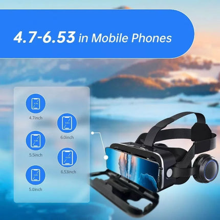 VR SHINCON 6.0 High-Quality 3D VR Glasses Headsets w/ Controller - iOS & Android