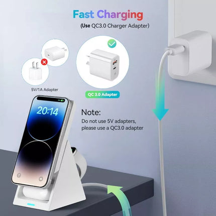 Choetech T600 15W 3-in-1 Magnetic Rotating MagSafe Wireless Charger iPhone Watch