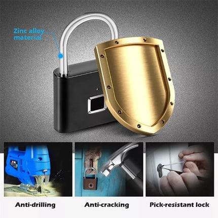 BDI Rechargeable Smart Fingerprint Padlock w/ USB Charging -Suitcase, Gym Locker