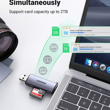 Ugreen 2-in-1 USB-C + USB 3.0 TF/SD Card Reader OTG Memory Card Adapter