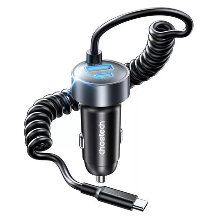 Choetech TC0030 65W 2 Port USB-C Car Charger Super Fast Charge Adapter with USB-C Cable