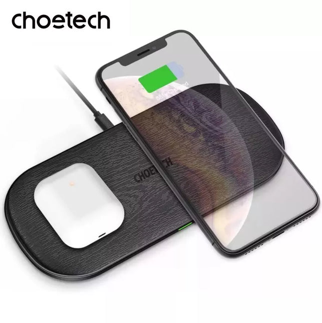 Choetech Dual Wireless Charger 15W 5 Coils Qi Super Fast Wireless Charging Pad