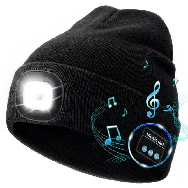 ZONSUSE 2-in-1 Winter Unisex Bluetooth Music Beanie Knitted Hat 6 LED Headlight