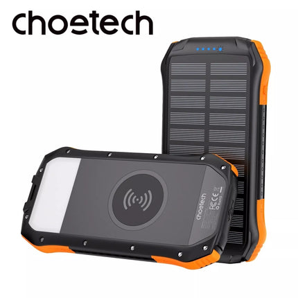 Choetech B659 10,000mAh Qi Wireless Solar Power Bank with LED Light, 2x USB