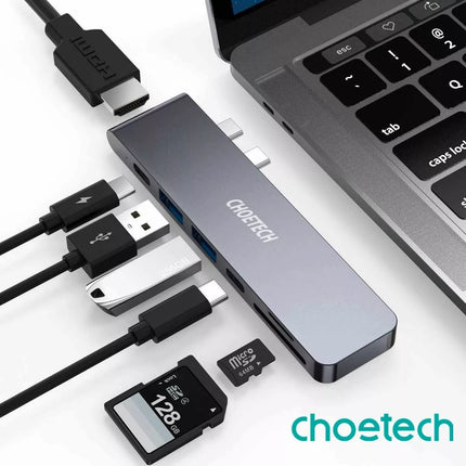 Choetech 7-in-1 USB-C Hub Adapter for MacBook Pro, Air w/ Thunderbolt 3 HDMI