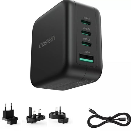 Choetech 70W GaN QC3.0 Fast 4 Port Travel Wall Power Adapter Charger US/EU/UK/AU