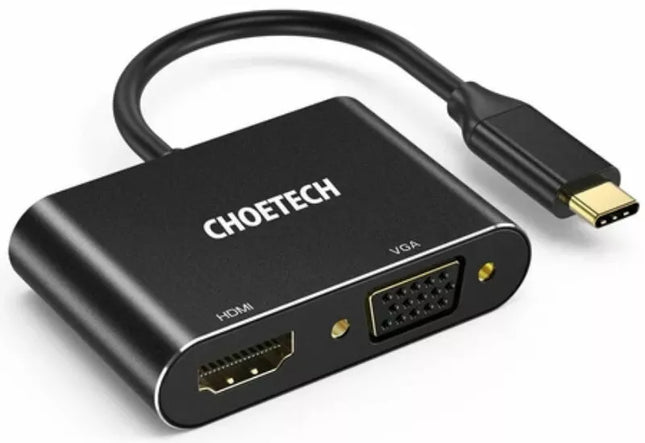 CHOETECH HUB-M17 2-in-1 USB C to HDMI VGA 4K UHD Dual Screen Display Adapter