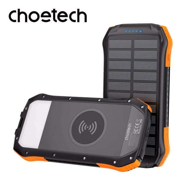 Choetech B657 20,000mAh Qi Wireless Solar Power Bank w/ LED Light Charge 5 Phone