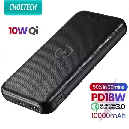 Choetech B650 Qi Wireless 10,000mAh Power Bank 18W USB C PD iPhone 16 15 Samsung