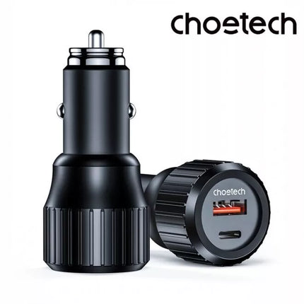 Choetech 130W Dual USB-C & USB Fast Car Charger iPhone 16 iPad MacBook Laptop