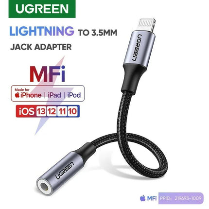 UGREEN iPhone MFi to 3.5mm AUX Adapter Headphone Jack For iPhone, iPad
