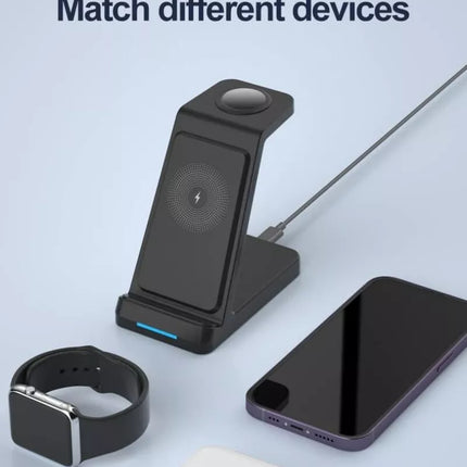 BDI 15W 3-in-1 Wireless Charger Stand for iPhone 16/15, Apple Watch, AirPods