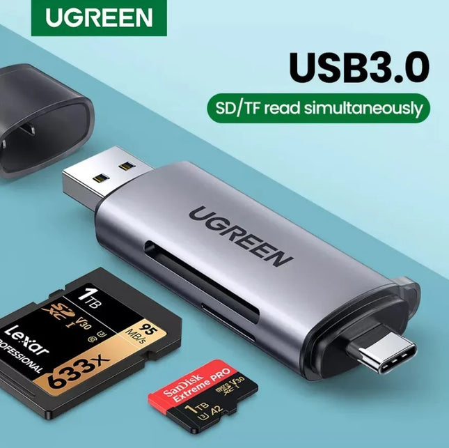 Ugreen 2-in-1 USB-C + USB 3.0 TF/SD Card Reader OTG Memory Card Adapter