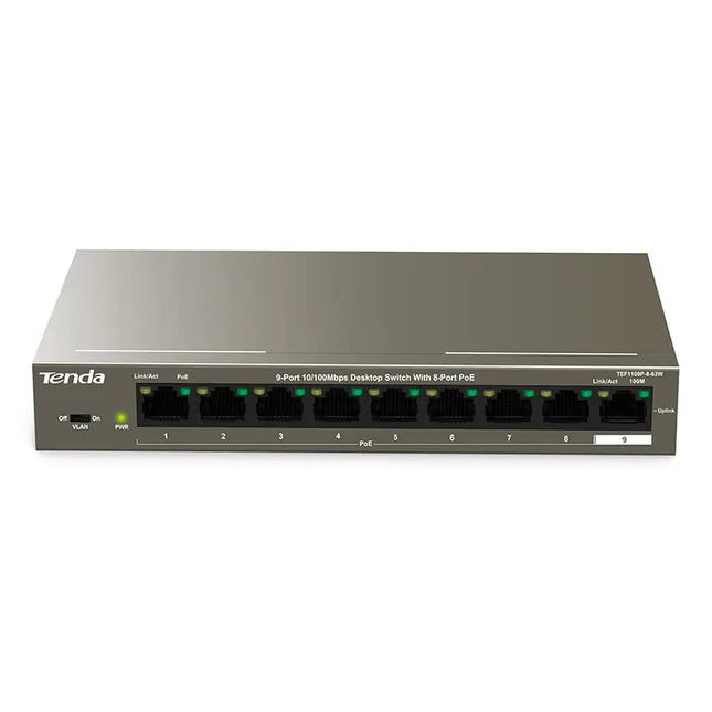 Tenda TEF1109P-8-63W 9-Port 10/100Mbps Desktop Switch With 8-Port PoE
