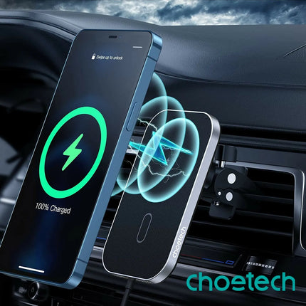Choetech T200 MagSafe Wireless Car Holder + Dual USB C Charger For iPhone 16 15