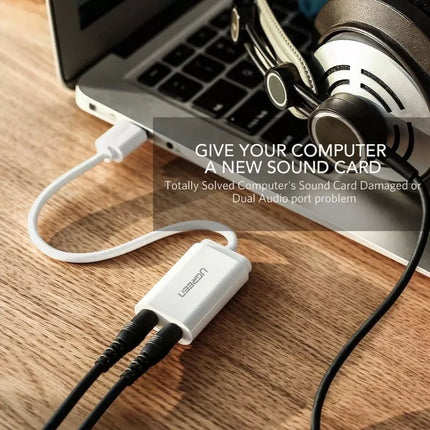 Ugreen USB 2.0 to External 3.5mm AUX Sound Card Adapter for Audio Microphone