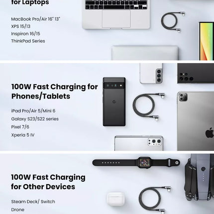 UGREEN USB C to USB C PD 100W Fast Charging Cable 90 Degree iPhone 16 Galaxy S23