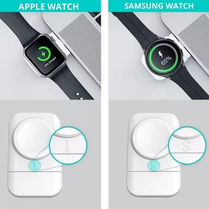 CHOETECH T608 15W 3-in-1 Wireless Charger Stand for Apple iWatch & Samsung Watch