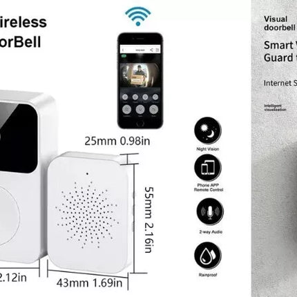 BDI Smart Wireless WiFi Video Doorbell Camera with Indoor Chime Night Vision