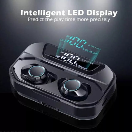 BDI IPX7 Water Resistant 9D True Stereo Bluetooth 5.3 Earbuds with LED Display