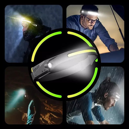 Head Light Motion Sensor Rechargeable Head Torch Headlamp IPX5 Waterproof