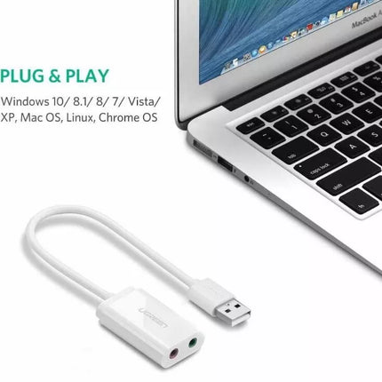 Ugreen USB 2.0 to External 3.5mm AUX Sound Card Adapter for Audio Microphone